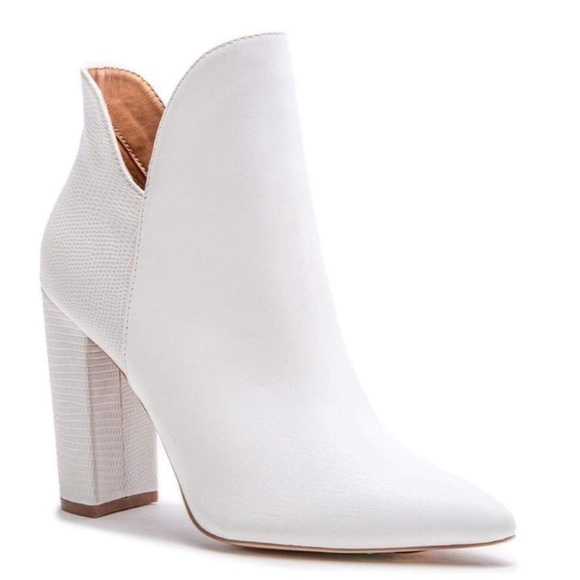 Last Size 10 Qupid Signal White Textured Platform Heeled Boot - Picture 2 of 9